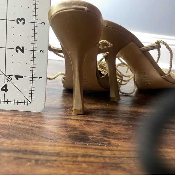 BCBGMaxAzria Gold Textile and Leather Lace Up Foot to Ankle Size 7.5 B - Picture 15 of 16